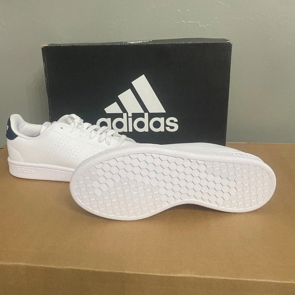 Adidas Advantage K Kids Sneakers White Navy Blue GZ5299 Low Top Tennis Shoes